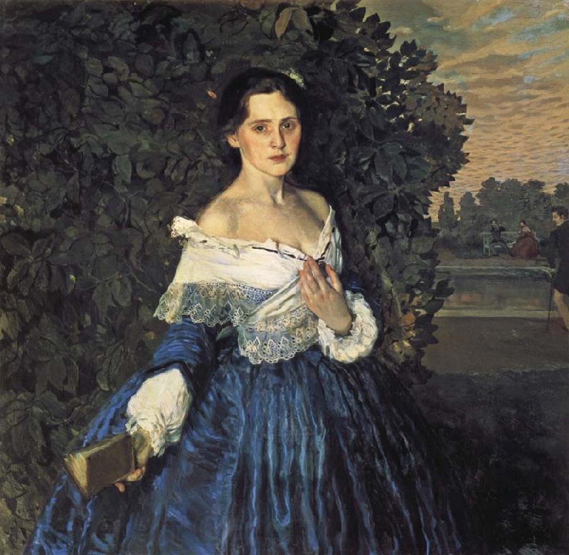 Konstantin Somov Lady in Blue Norge oil painting art